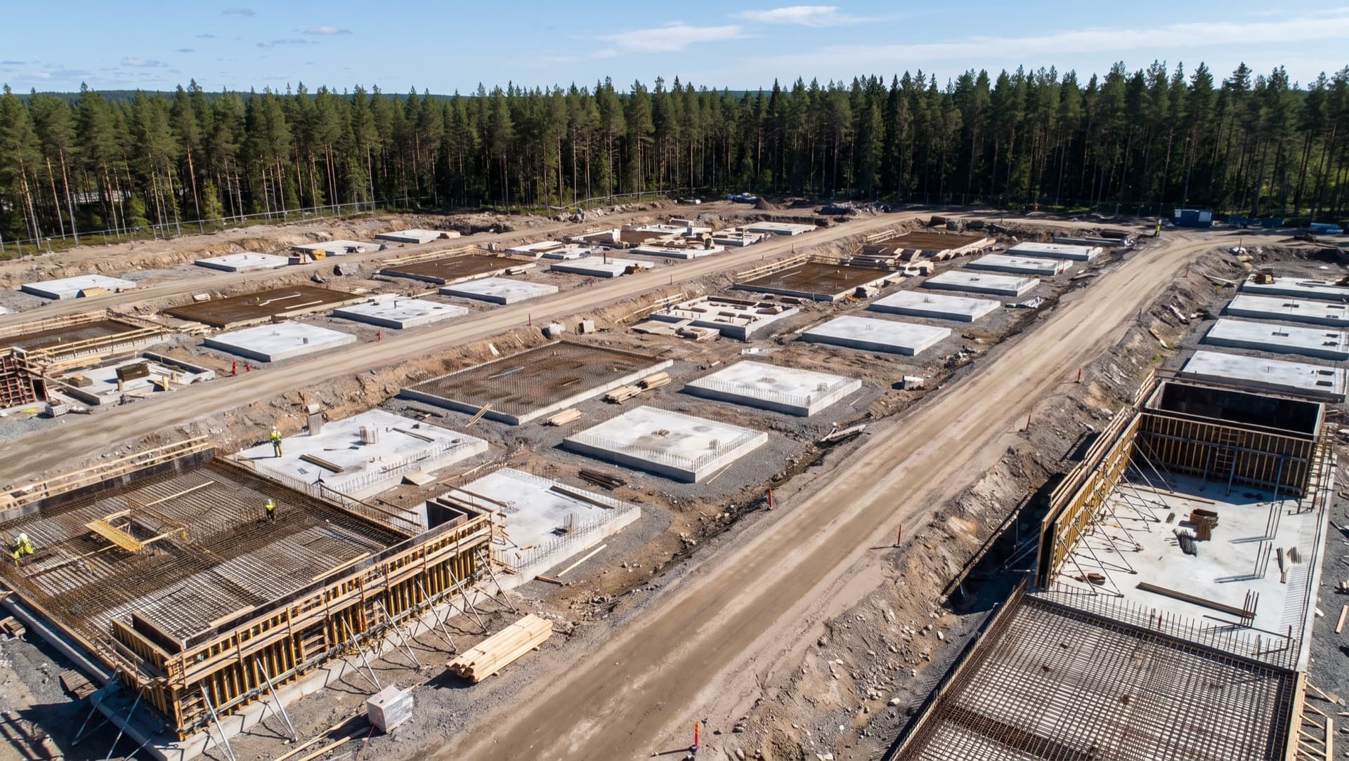 Aerial construction network with heavy reinforcement lines